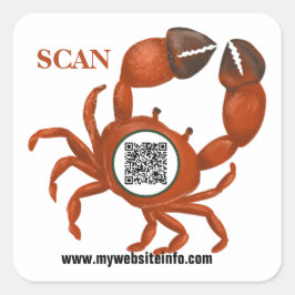 Pegatina Cuadrada Negocio de código QR de cangrejo oceánico