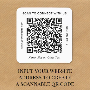 Pegatina Cuadrada Negocio de Código QR Personalizado