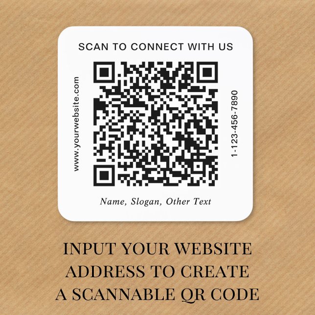 Pegatina Cuadrada Negocio de Código QR Personalizado (Subido por el creador)