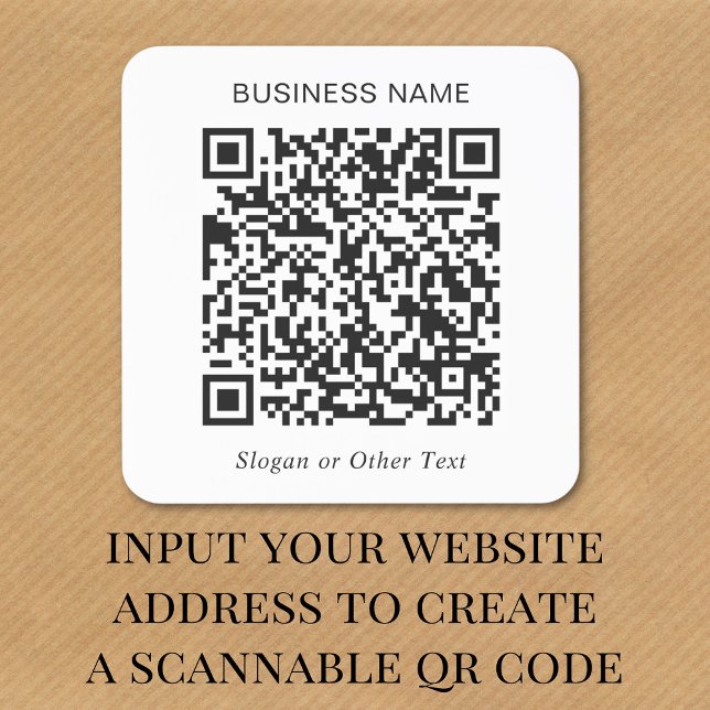 Pegatina Cuadrada Negocio de Código QR Personalizado (Subido por el creador)