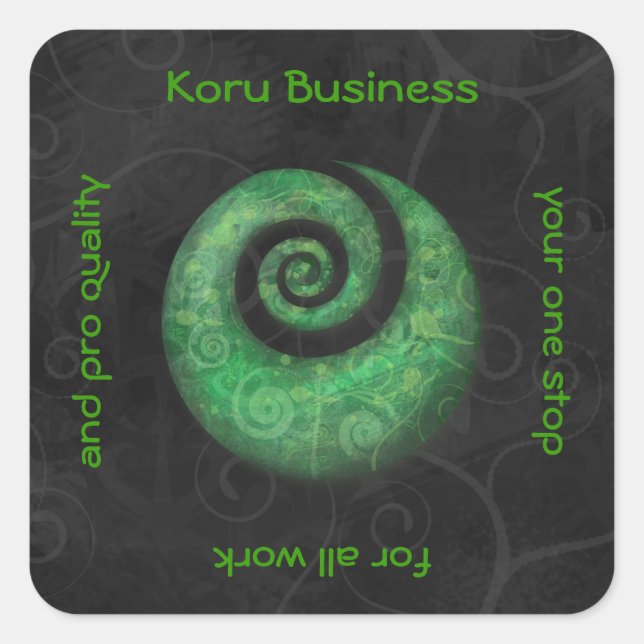 Pegatina Cuadrada negocio de koru (Anverso)