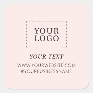 Pegatina Cuadrada Negocio de Logotipo Rosa Gracias Paquete Personali