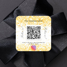 Pegatina Cuadrada Negocio de oro blanco Código QR Instagram