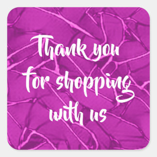 Pegatina Cuadrada Negocio de patrones púrpura raqueado