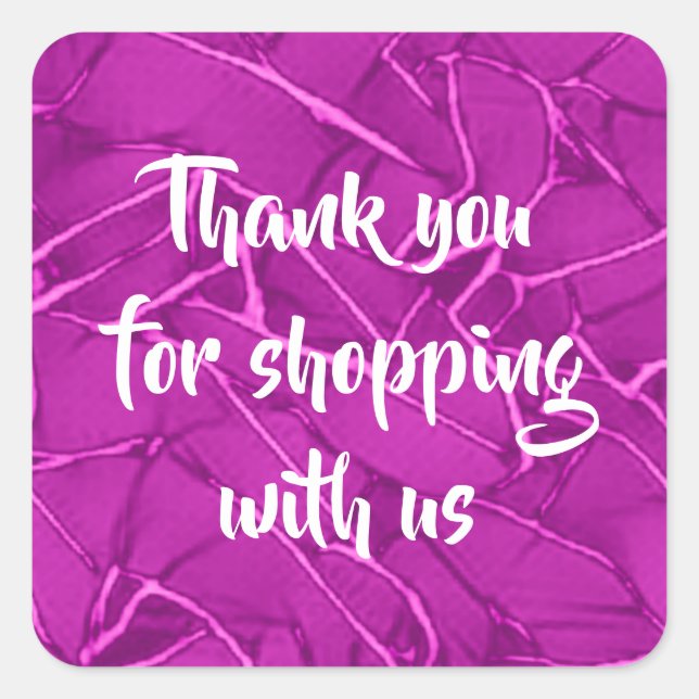 Pegatina Cuadrada Negocio de patrones púrpura raqueado (Anverso)
