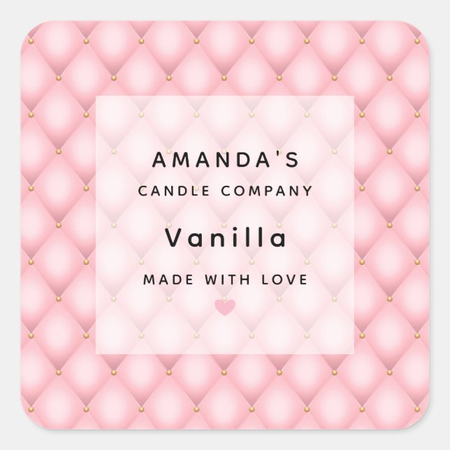 Pegatina Cuadrada Negocio De Velas De Patrón De Diamantes De Lujo Ro (Anverso)
