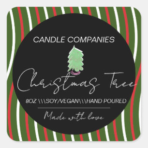 Pegatina Cuadrada Negocio de velas para árbol de Navidad