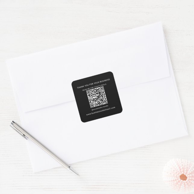 Pegatina Cuadrada Negocio Profesional de Códigos QR (Sobre)