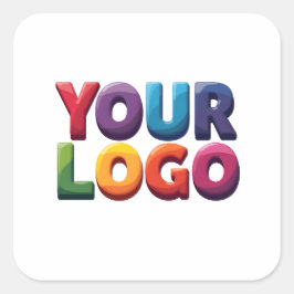 Pegatina Cuadrada Negocio simple de logotipo y texto personalizados