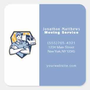 Pegatina Cuadrada Negocios de Blue Moving Guy Company