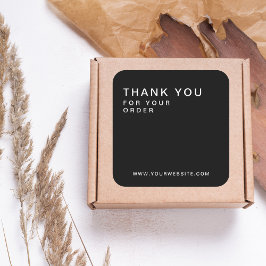 Pegatina Cuadrada Negra y moderna Personalizado de negocios gracias