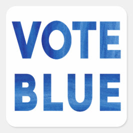 Pegatina Cuadrada Negrita Votación azul acuarela texto político