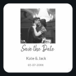 Pegatina Cuadrada NEGRO BLANCO guardar fecha añadir QR nombre fecha<br><div class="desc">Diseño para pareja enamorada</div>