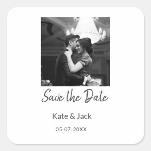 Pegatina Cuadrada NEGRO BLANCO guardar la fecha añadir QR nombre fec