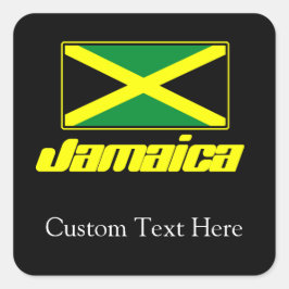 Pegatina Cuadrada Negro con bandera de Jamaica