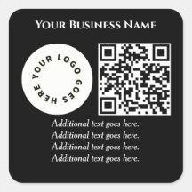 Negro con código QR añada tu propio texto y logoti