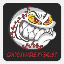 Pegatina Cuadrada Negro de béisbol enfadado