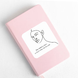 Pegatina Cuadrada Negro Mínimo Se Convirtió En Chica De Inspiración 