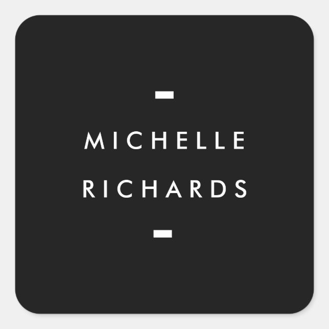 Pegatina Cuadrada Negro moderno y simple (Anverso)