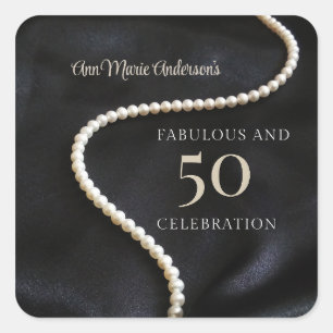 Pegatina Cuadrada Negro personalizado 50 y fabuloso