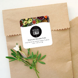 Pegatina Cuadrada Negro promocional de foto o logotipo profesional