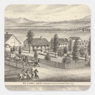 Pegatina Cuadrada Negro, residencias de Neal, propiedades