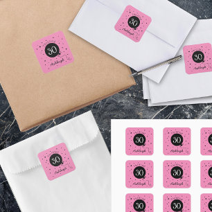Pegatina Cuadrada Negro rosa 30 cumpleaños