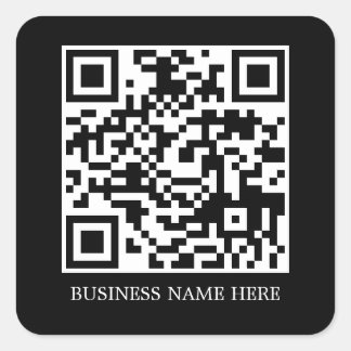 Pegatina Cuadrada Negro, sencillo, moderno código QR Nombre comercia