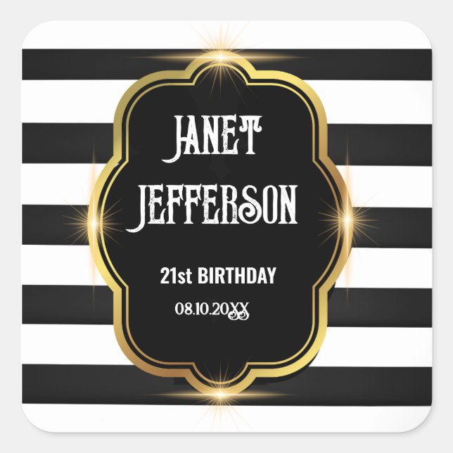 Pegatina Cuadrada Negro y blanco (Anverso)