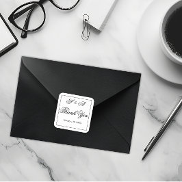 Pegatina Cuadrada Negro y blanco Gracias Boda