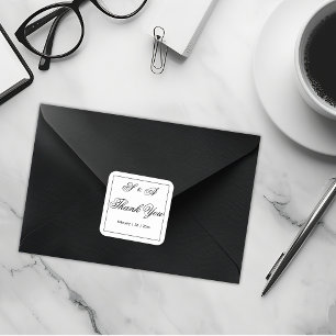 Pegatina Cuadrada Negro y blanco Gracias Boda