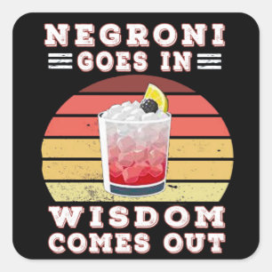Pegatina Cuadrada Negroni sale con sabiduría