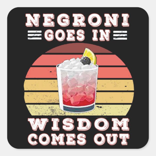 Pegatina Cuadrada Negroni sale sabiamente (Anverso)
