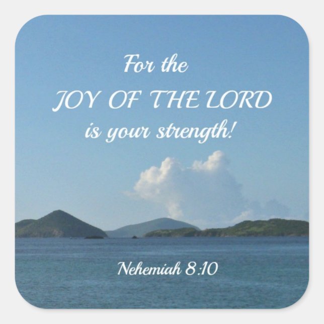 Pegatina Cuadrada Nehemías 8:10 Porque el gozo de Jehovah es vuestro (Anverso)