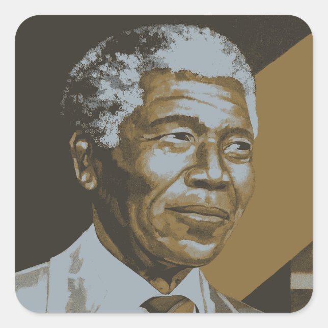 Pegatina Cuadrada Nelson Mandela Afican Hero UNIA Sticker (Anverso)