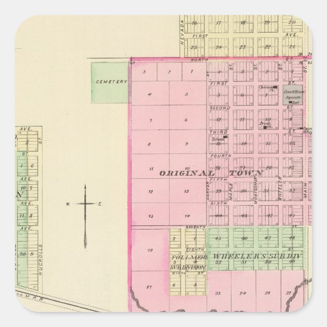 Pegatina Cuadrada Nelson y Hardy, Nebraska (Anverso)