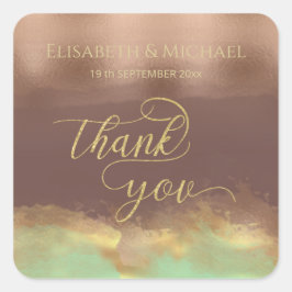 Pegatina Cuadrada Neo menta canela rosa oro Relieve metalizado acuar