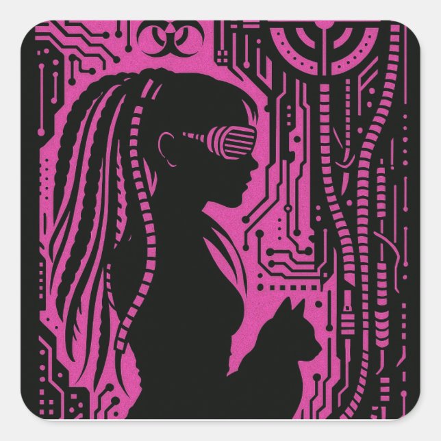 Pegatina Cuadrada Neon Dread Protocol (Anverso)