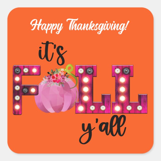 Pegatina Cuadrada Neon Fall Personalizar de otoño (Anverso)