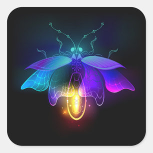 Pegatina Cuadrada Neon Firefly en negro