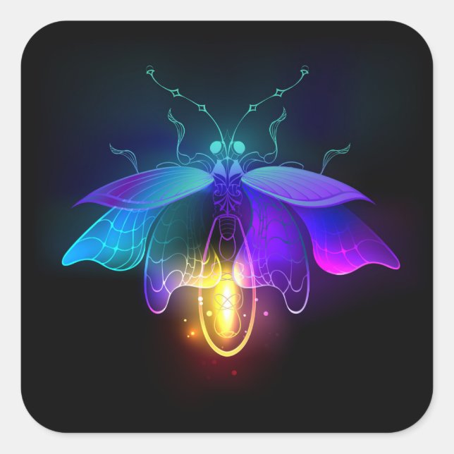 Pegatina Cuadrada Neon Firefly en negro (Anverso)