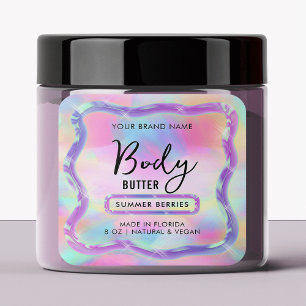 Pegatina Cuadrada Neon Holographic Body Scrub Lob Jar Producto
