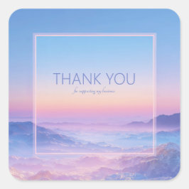 Pegatina Cuadrada Neon Pink Ethereal Mountain Vista Synthwave Frame