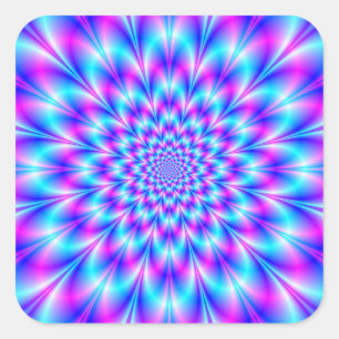 Pegatina Cuadrada Neon Rosette en azul y rosa