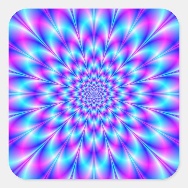 Pegatina Cuadrada Neon Rosette en azul y rosa (Anverso)