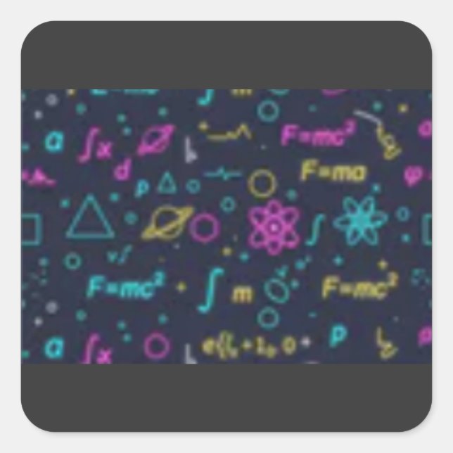 Pegatina Cuadrada Neon Science & Math Formulas Pattern Sticker | Phy (Anverso)