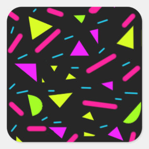 Pegatina Cuadrada Neon Shapes Retro 80 Glossy Square Pegatinas