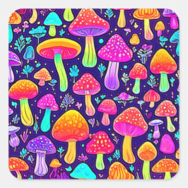 Pegatina Cuadrada Neón suave: parche para hongos Personalizados