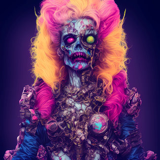 Pegatina Cuadrada Neon Zombie Queen