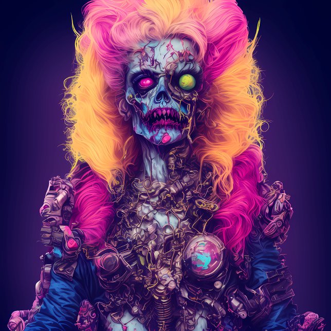 Pegatina Cuadrada Neon Zombie Queen (Subido por el creador)